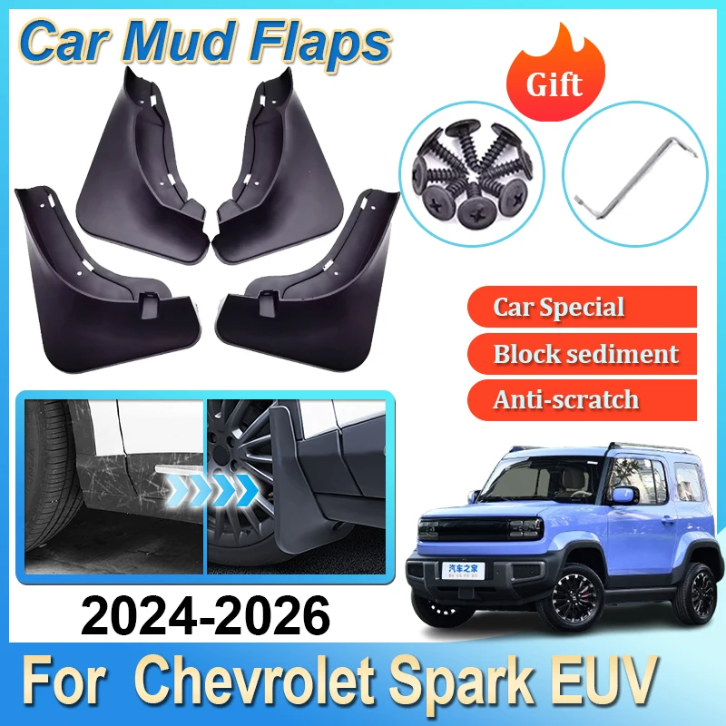 

For Chevrolet Spark EUV 2025 Accessories 2024 2026 Car Anti-splash Mudguards Front Rear Fender Wheel Covers MudFlaps Accessories