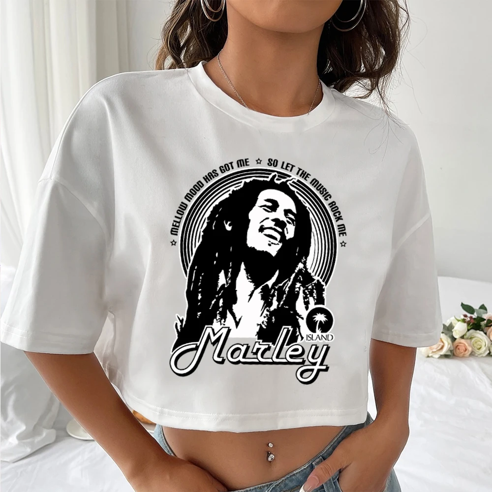 Bob Marley Shirts Women Crop Top Breathable Streetwear Clothing Fashion Top