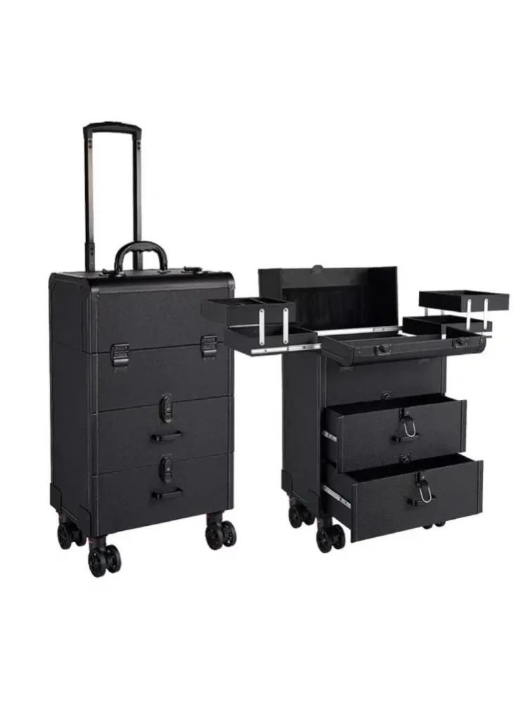 Großer Roll-Make-up-Koffer, professioneller tragbarer mehrschichtiger Aufbewahrungskoffer für Kosmetik-, Nagel- und Tattoo-Werkzeuge, Roll-Make-up-Organizer