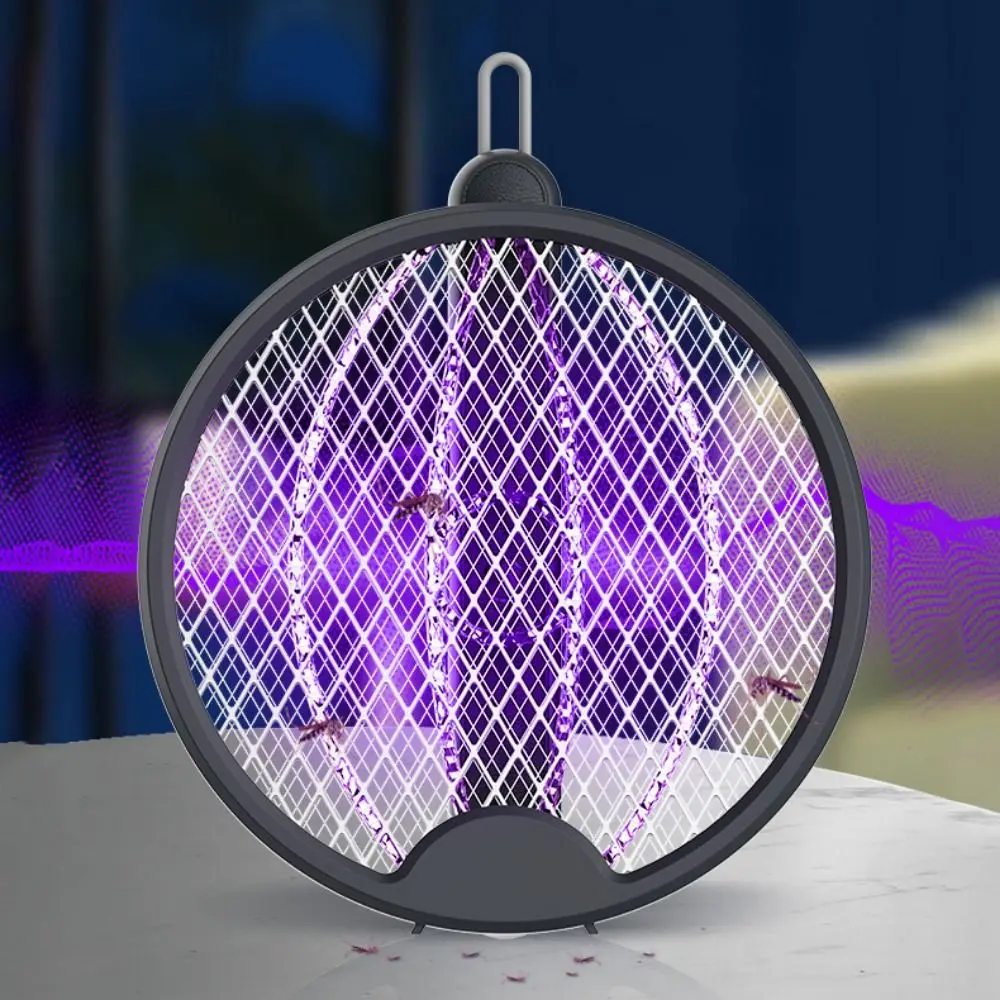 Plastic Foldable Electric Mosquito Swatter USB Rechargeable Handheld Electric Mosquito Racket Space Saving Safe Fly Bug Zapper