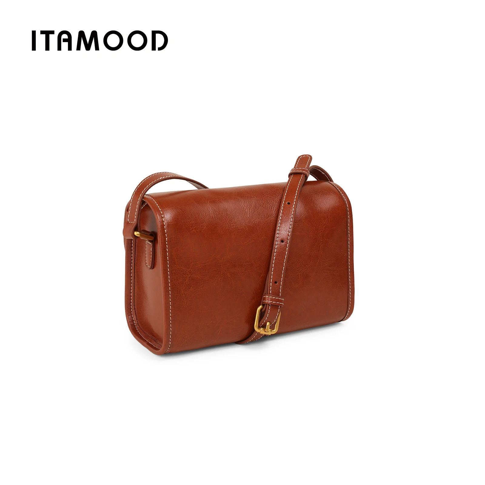 ITAMOOD Texture Leather Small Square Bag Senior Sense of Retro Small Bag Shoulder Bag Fashion Handbag with Cute Elephant Pendant