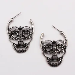 Skeleton Jewelry Gothpunk Dark Black Antique Pattern Skull Earrings for Women Fashion Earrings Charms Jewelry Making Halloween