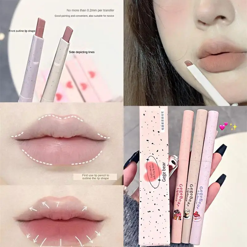 Miękki spliner przeciwmgielny zarysowuje kształt warg, niełatwy do wyblaknięcia, nie zdejmuje makijażu, pięciokolorowy trwały długopis nago różowy kredka do ust