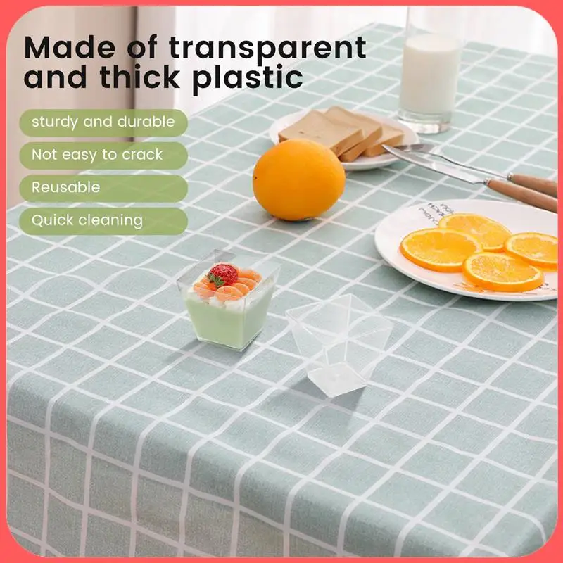 

AA89-Dessert Cups 50Pcs Plastic Dessert Cups + 50Pcs Spoons Dessert Cups 2Oz/60Ml Reusable Plastic Dessert Cup Dessert