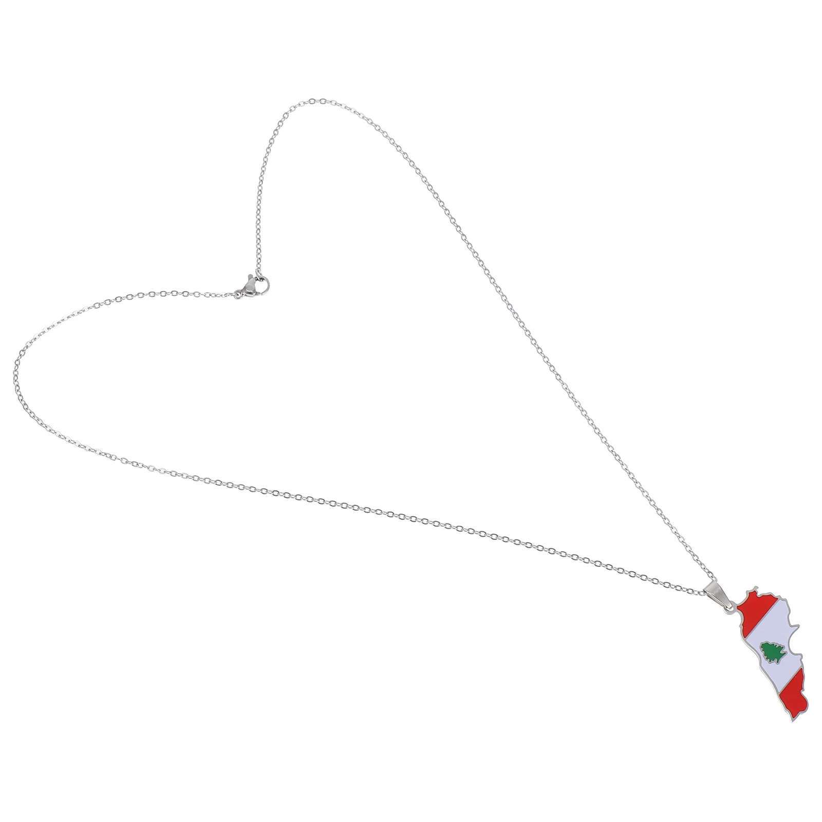 

Stainless Steel Lebanon Map Pendant Necklace Flag Design for Men Women Daily Wear Jewelry Present Unique Cultural Statement