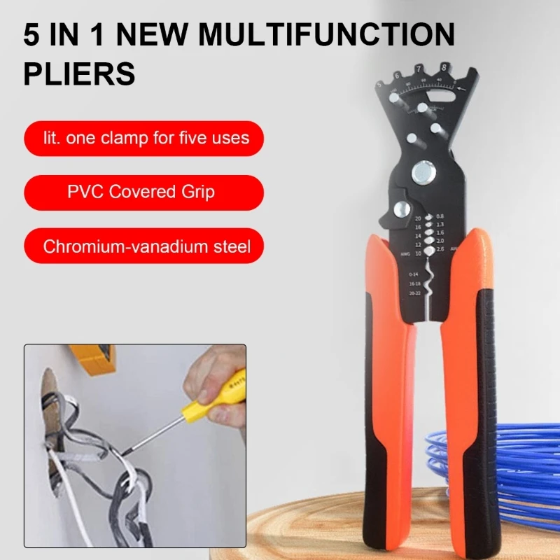 5 in 1 Stripping Pliers Multifunctional Wire Bending Pliers Electrician Bending Tool Stripping Artifact Electrical Box Dropship