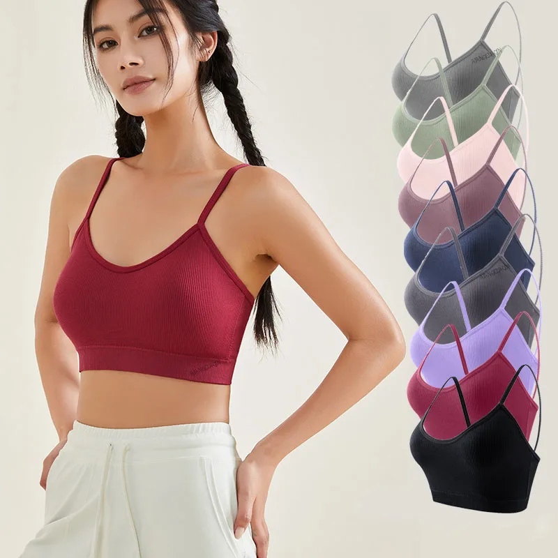 

4Pcs Women's Beautiful Back Bra Plus Size Yoga Sports Bra Girl's Gathered Shock-absorbing Integrated Sling Ladies Sexy Underwear