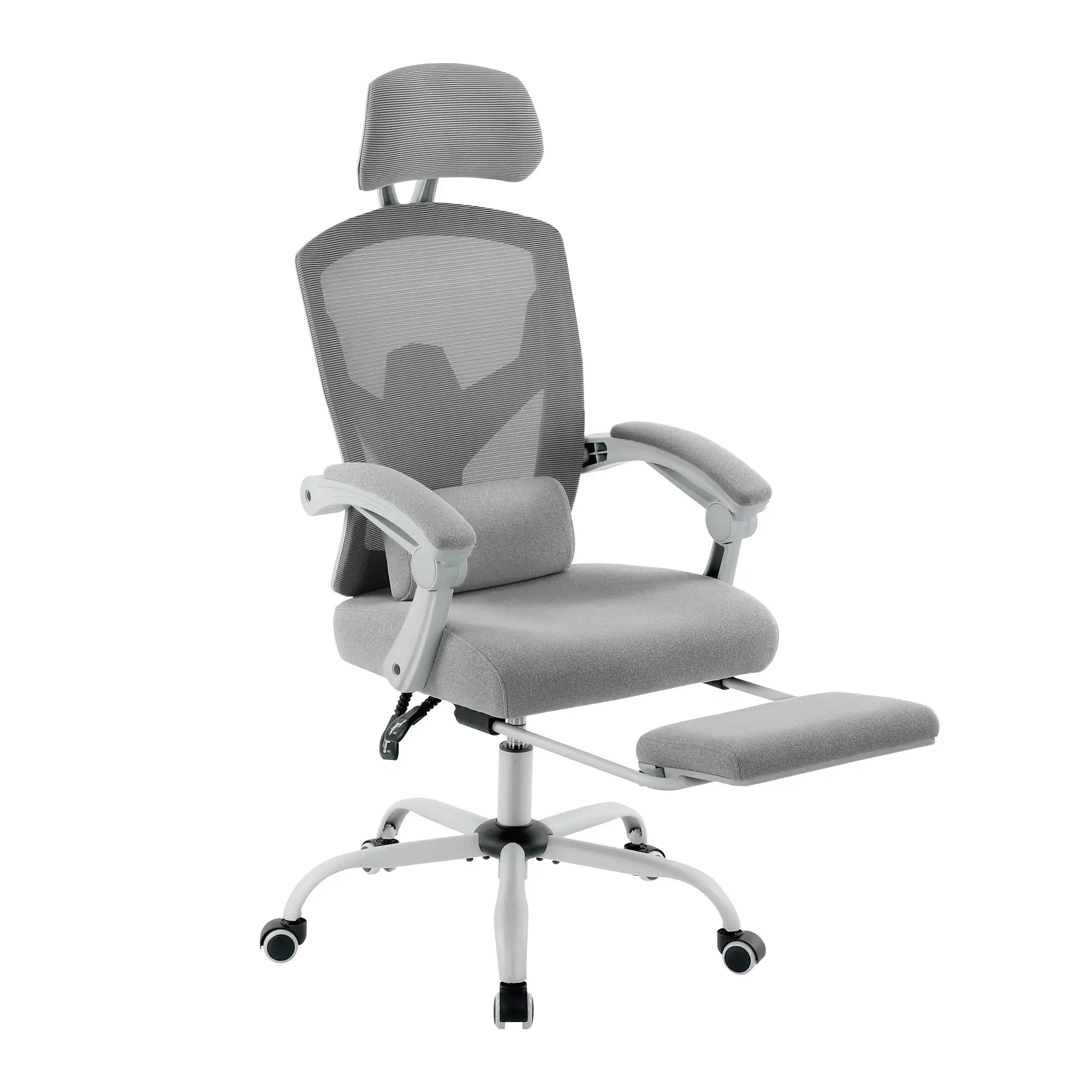 JHK Ergonomische Liggende Hoge Rug Mesh Woonkamer Schommelstoel Gaming Stoel Computer Bureau Draaibaar Rollend Lendensteun Kussen