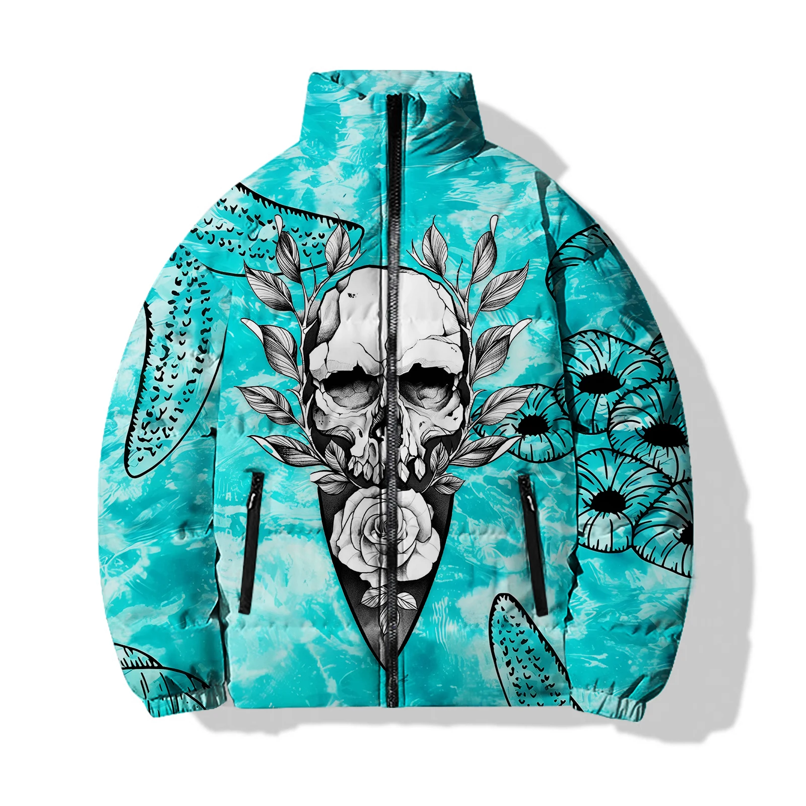 Schedel Herenjassen Duurzame herenwinterjassen Modern Nieuw in jassen en jacks Mode Cool Warm Skeleton Bone 3D-printen Goedkoop