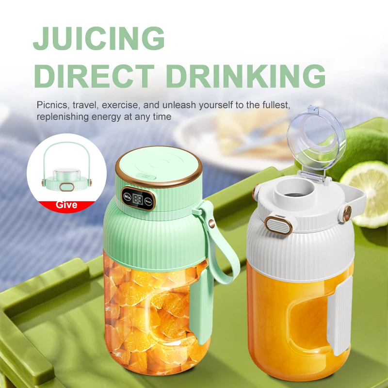 Licuadora y Exprimidor Portátil Recargable por USB de 1000 ml para Smoothies