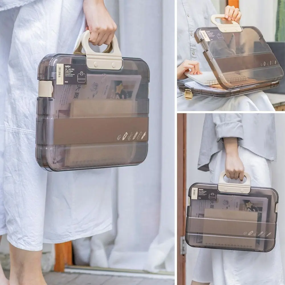 Transparent A4 File Folder New Square File Box Certificate File Container Plastic School Office Supplies Document Organizer