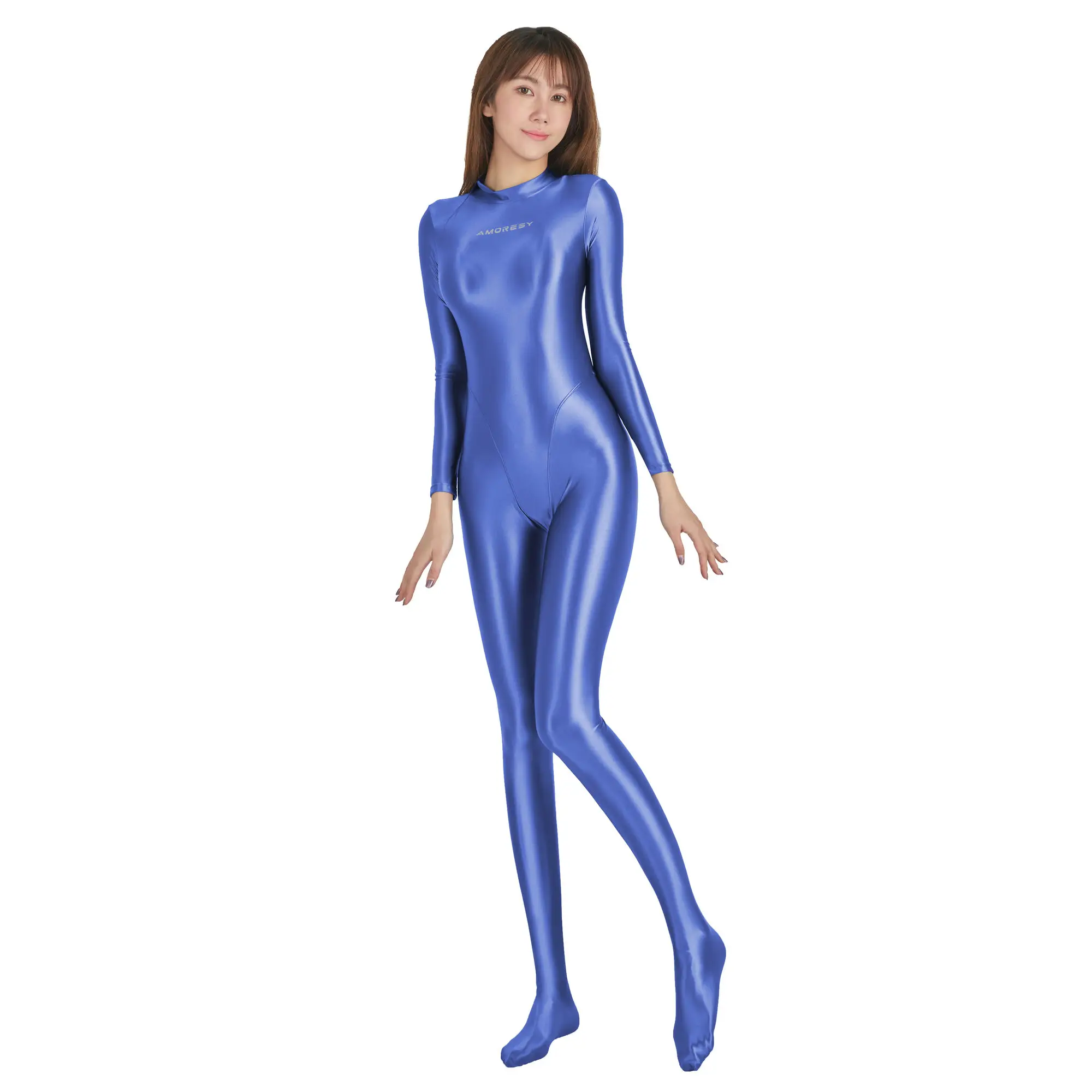 

AMORESY Athena series oil high gloss diving tight one-piece competitive spa skinny one-legged swimsuit