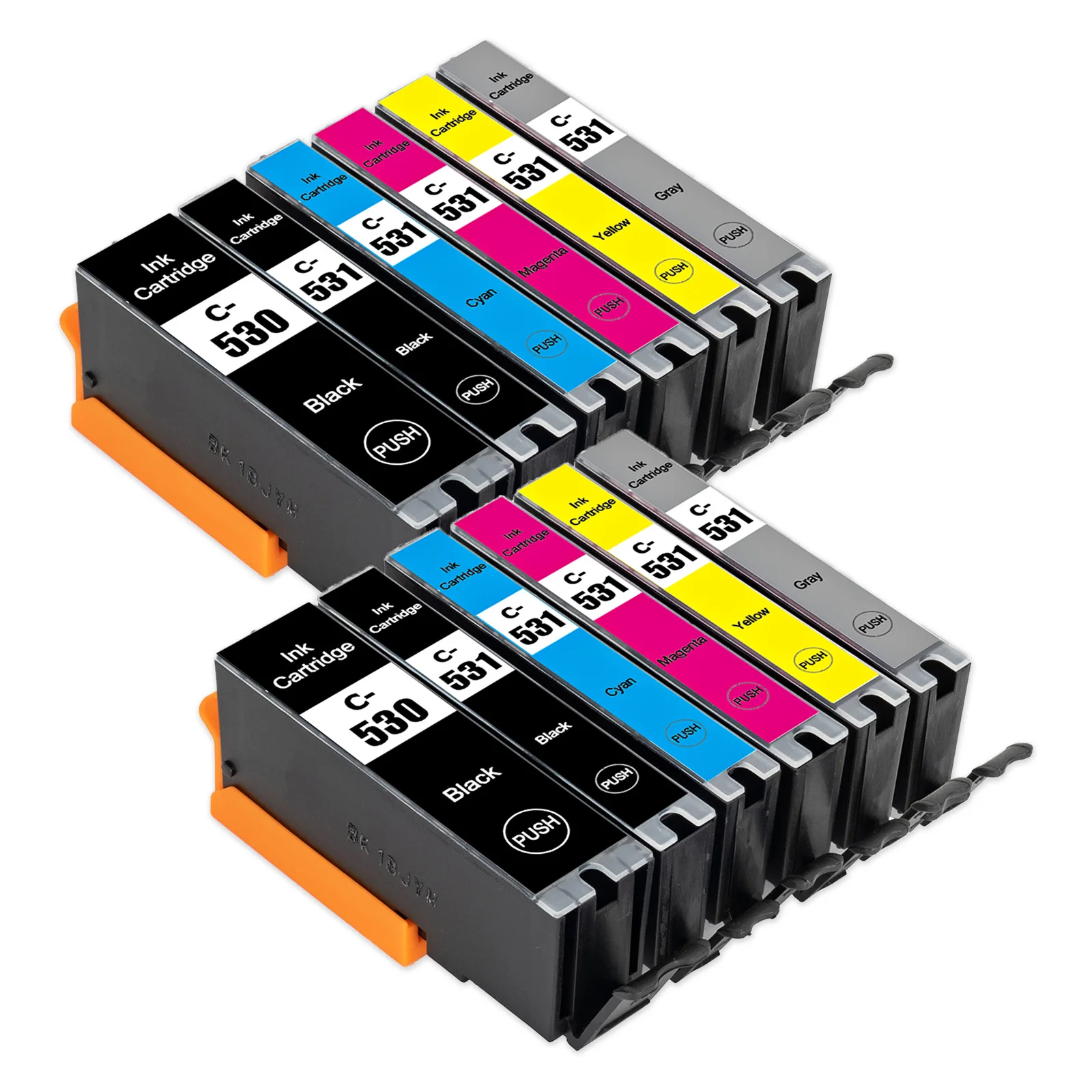 Hehua PGI530 CLI531 Tintenpatrone für Canon, kompatibel mit Canon PIXMA TS8750 TS8751 Drucker PGI-530 CLI-531 530XL 53