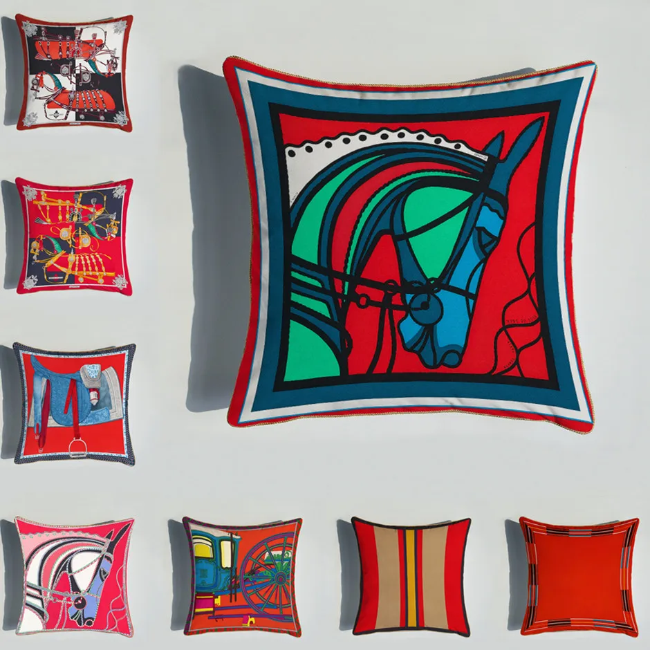 

Luxury Decorative Pillows for Sofa Pillow Pillowcase Red Case High End Covers Cover Cotton 45x45 Bed Cushions Pillowcases Velvet