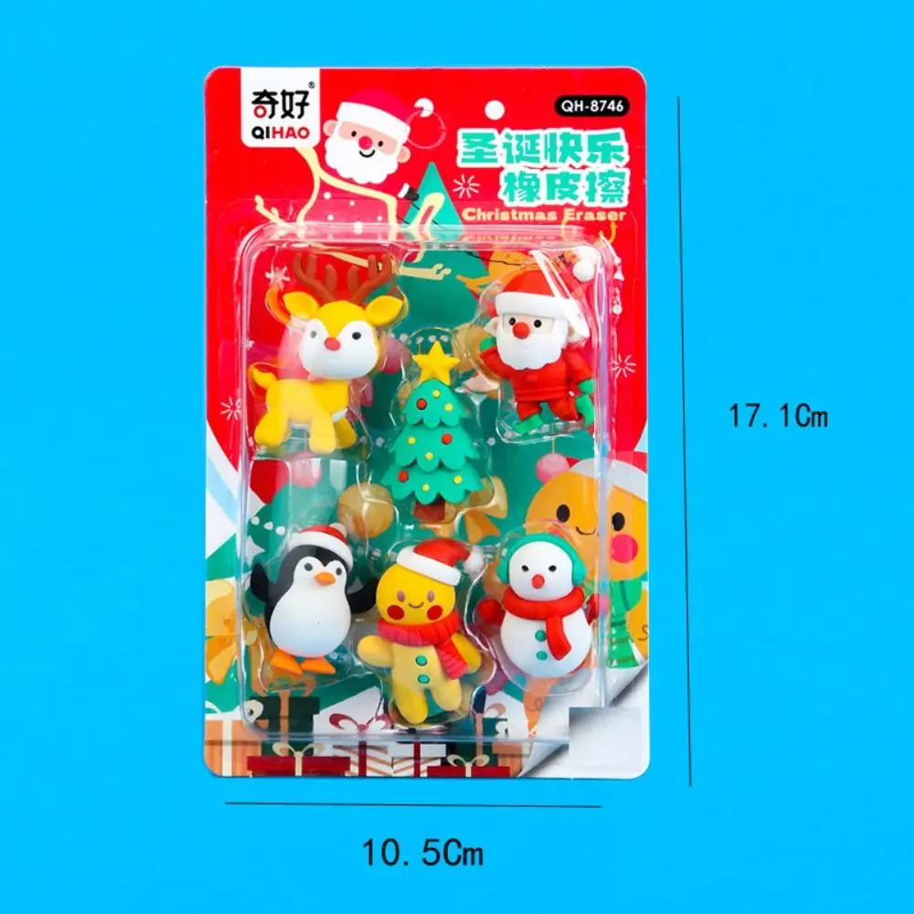 Cute Christmas Assembled Eraser Portable Santa Claus Snowman Christmas Decoration Creative Elk Cartoon Eraser Student