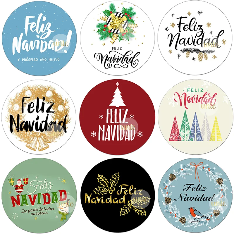 Feliz Navidad Christmas Español Merry Christmas Stickers Labels Decorative Stickers Wrapping Gift Box Label