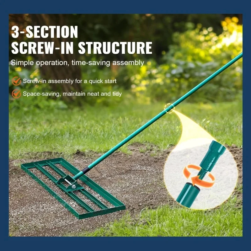Heavy Lawn Level Patio Horizontal Rake Set Garden Green