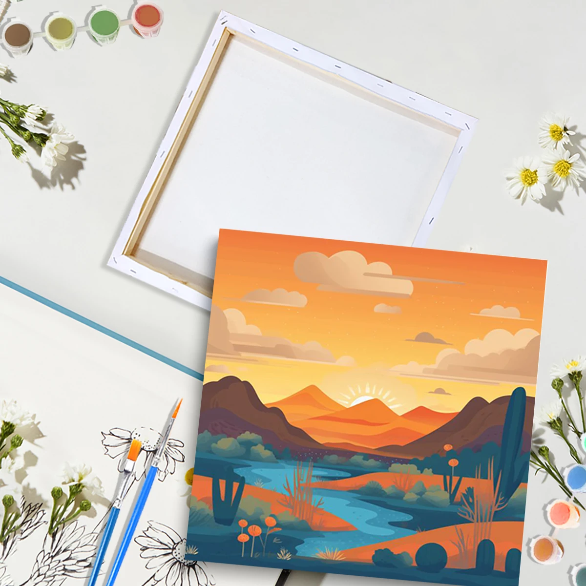 

RUOPOTY Framed Diy Paint By Numbers Kit For Beginner Mountain Landscape Picture By Number Kits Color By Number For Home Decors