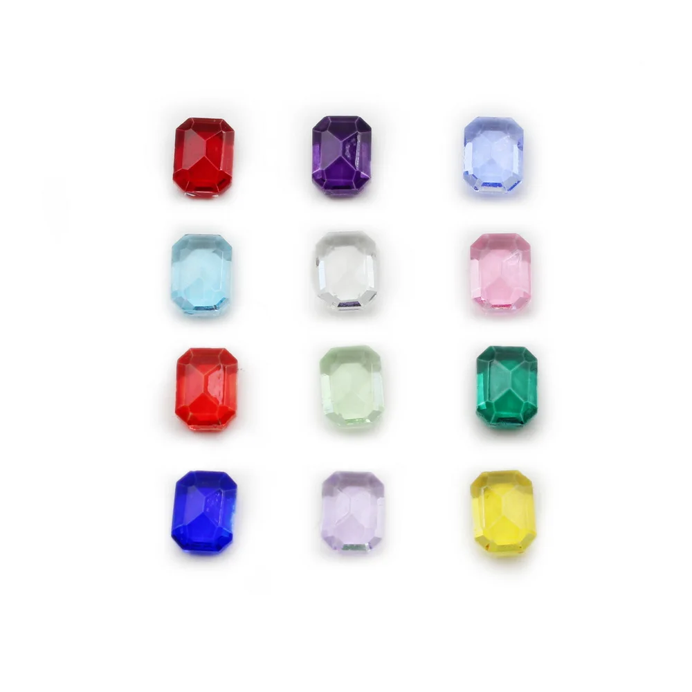 60pcs/lot 12 Color Rectangle  Birthstone Constellation 6mm/0.23in Glass Stone DIY Party Jewelry Accessory