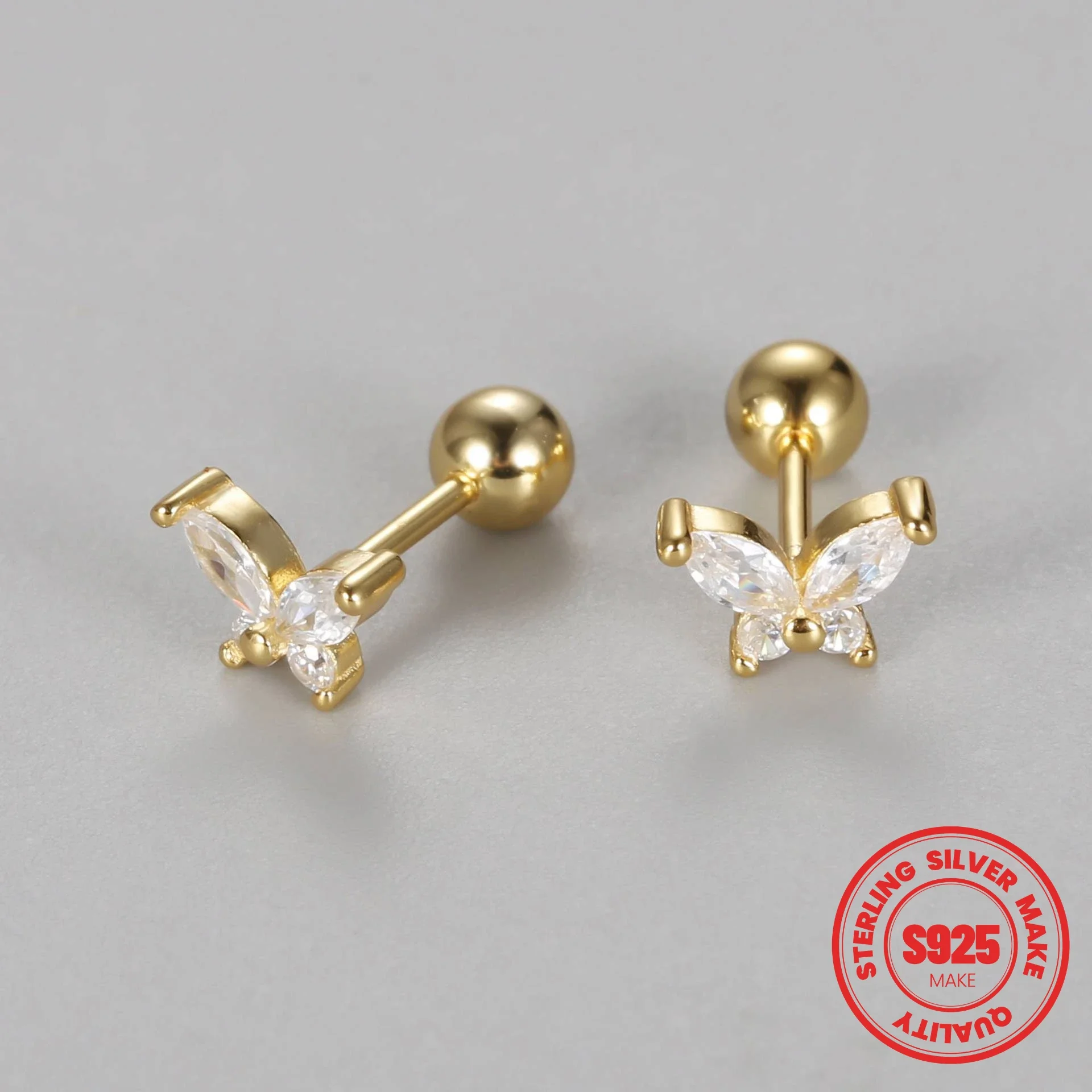 2024 925 Sterling Silver Women Girl Butterfly Zircon Tragus Ear Cartilage Daith Septum Piercing Earrings Helix S925 Y2k Jewelry