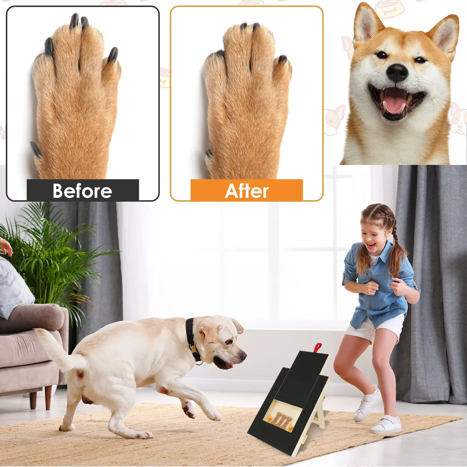 Dog Nail Scratch Wood Board Drawer type Adjustable Height with Built-in Treat Box Pet Scratch Pad Fun Board Stand Durable Grinde