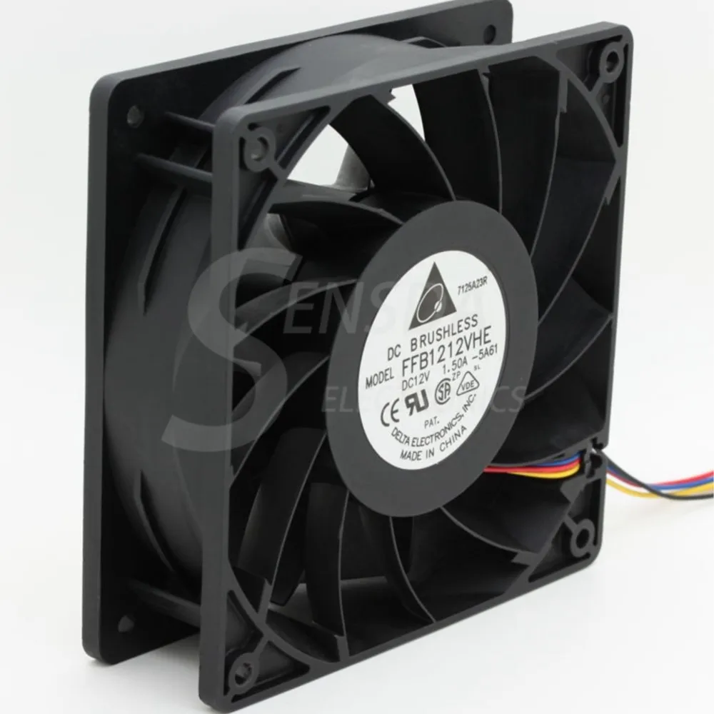 1pcs Miner Fans 3200RPM for Delta 12038 120mm 12cm FFB1212VHE DC 12V 1.5A 24W 4Wire,Violence Server industrial case Cooling Fans