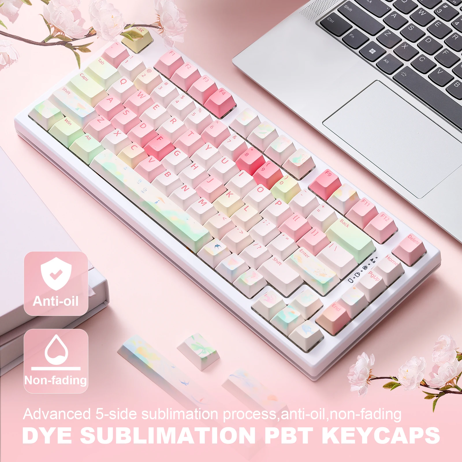 Imagem -06 - Yunzii-spring Garden Keycaps Pbt Dye-sublimation Custom Keycap Conjunto para Gateron mx Teclado Mecânico Gaming 142 Teclas