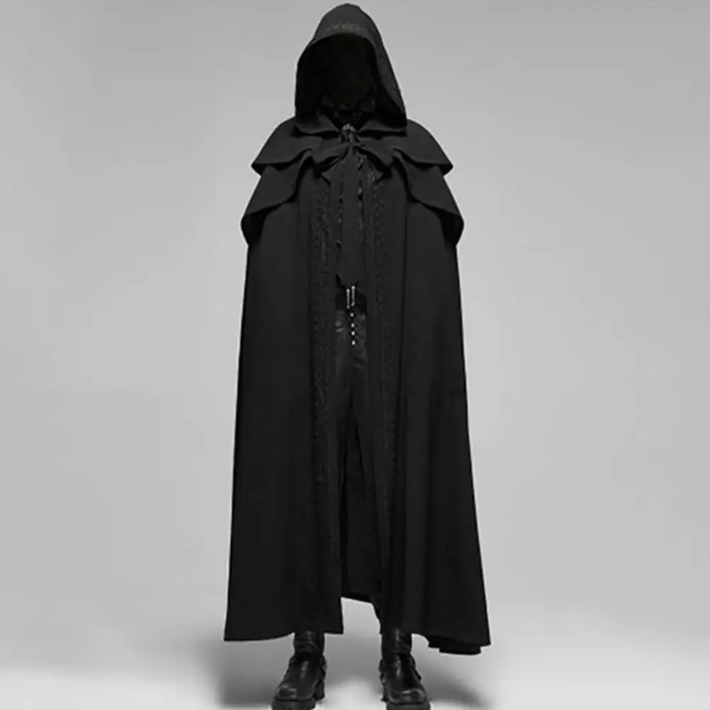 Rock Party Outfit Masquerade Party Witch Costume Gothic Steampunk Men's Tail Coat for Halloween Unisex Cape Retro for Cosplay