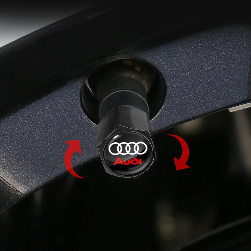 Car Styling Keychain Key Ring with Auto Tire Valve Caps Tyre Dust Cap for Audi S Line A3 Q5 Q6 B9 B7 C6 A4 B8 8P 8V B6 A5 A6 C7