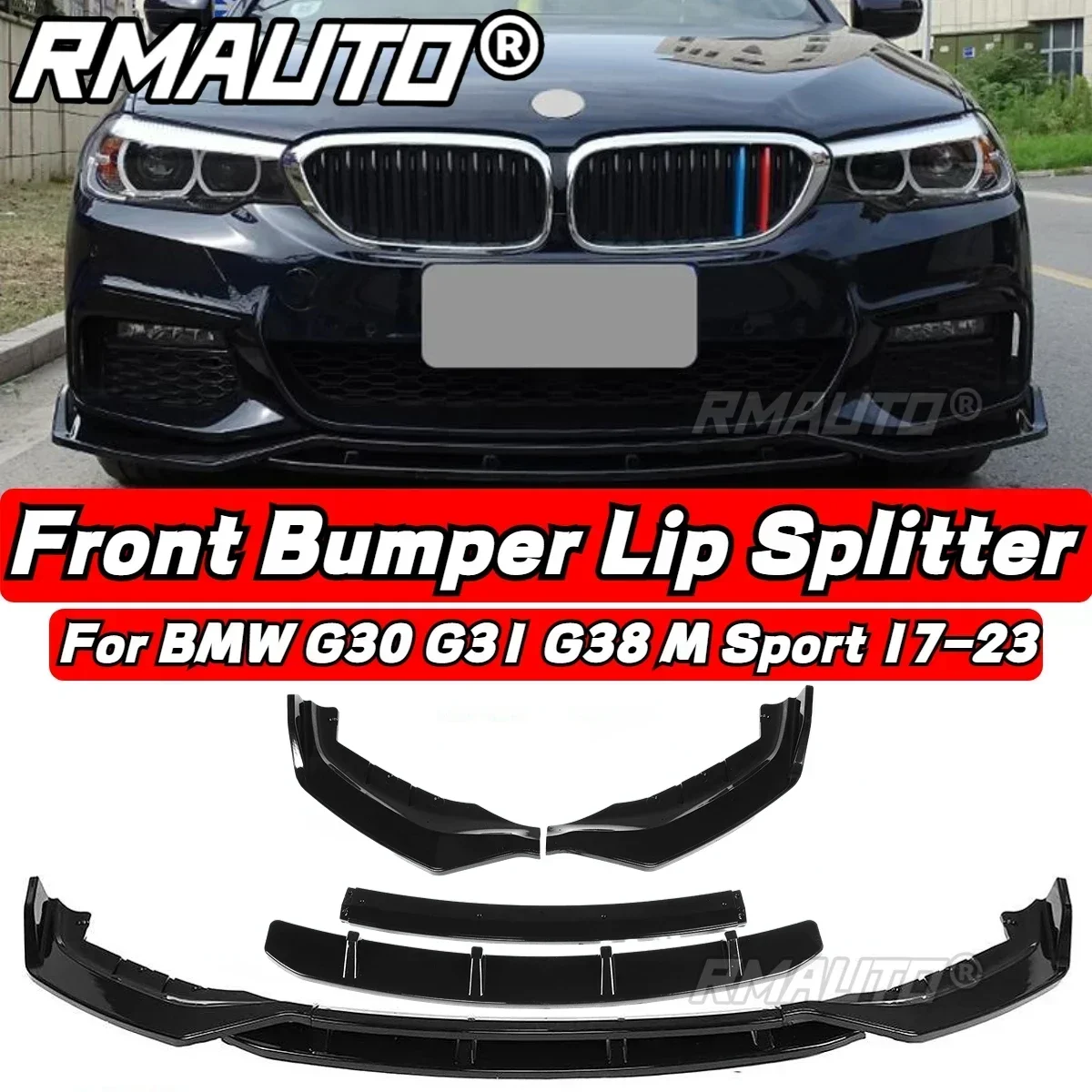 4Pcs/Set G30 Front Lip Car Front Bumper Splitter Lip Spoiler Diffuser Guard Cover For BMW G30 G31 G38 M Sport 2017-2023 Body Kit