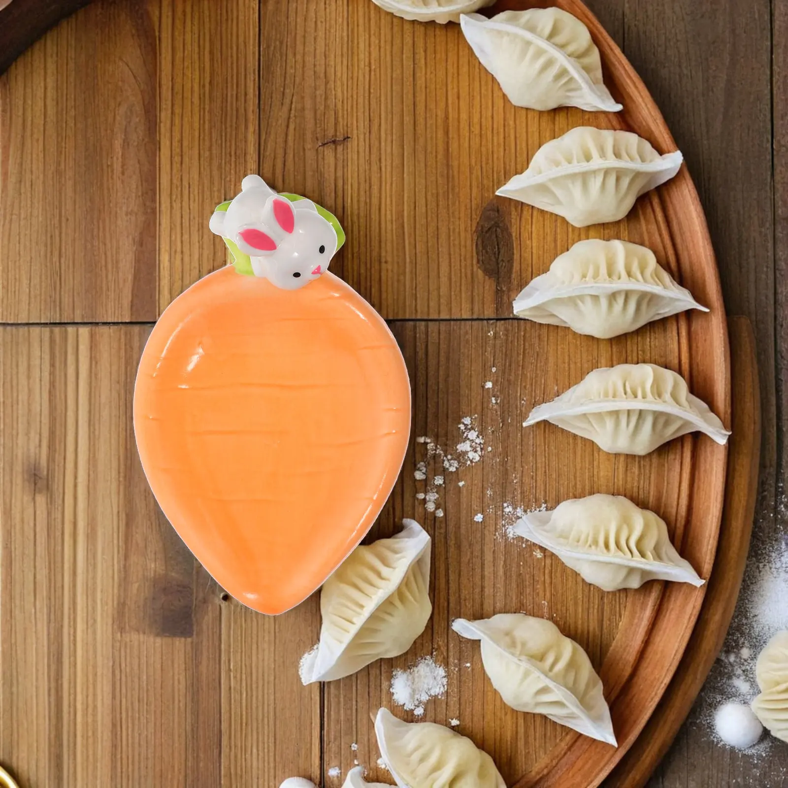Ceramic Carrot Condiment Dish Creative Carrot Shape Plate for Sushi Sauce Dips Seasoning Small Serving Appetizer Tray Rabbit view 5