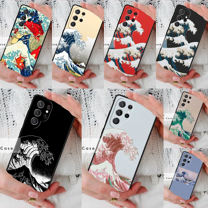 Cartoon Cute Stylish Waves Phone Cover Case for Samsung Galaxy S26 Ultra S20 FE Note 10 S24 S23 S21 S25 Plus S22