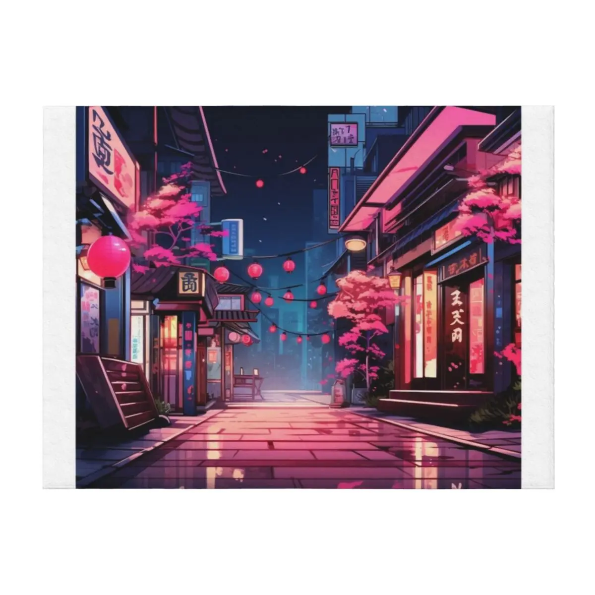 

An illuminated night in Kyoto: A scene, a painting, a fairy tale! Throw Blanket Shaggy anime Decorative Sofas Blankets