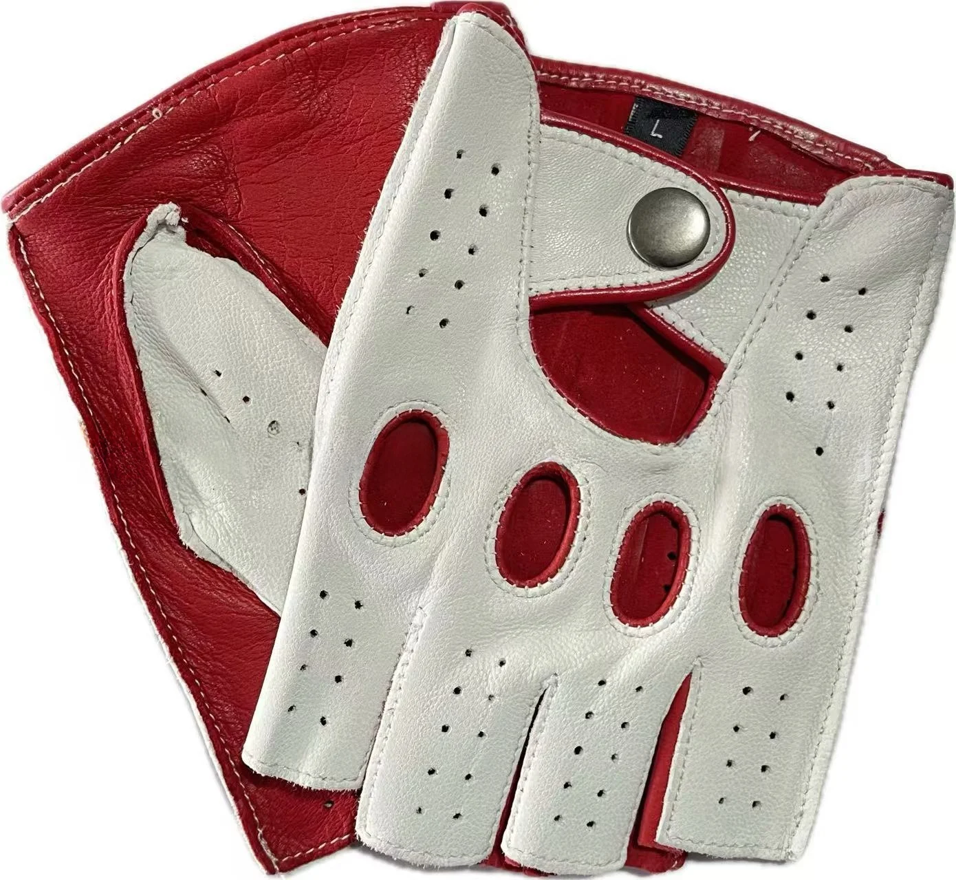 

Retro Half Finger Goat Leather Gloves Breathable Perforated Gloves for Biking & Outdoor Sports New