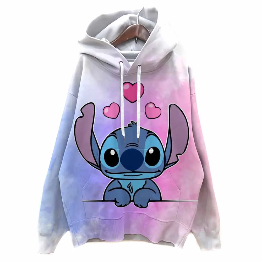 Dames casual Disney Stitch print pullover sweatshirt ontwerp lange mouw ronde hals machinewasbaar normale pasvorm voor de herfst