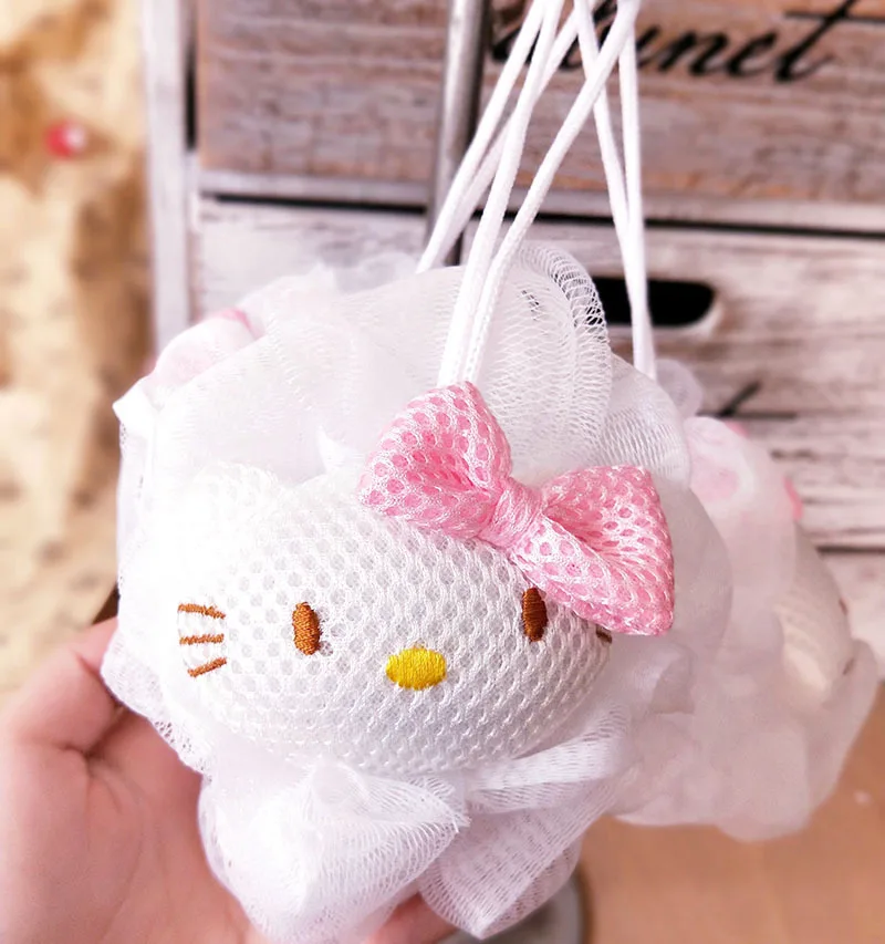 Sanrio Kawaii  Hello Kitty Bath Flower MY Melody Shower Ball Large Girl Bathing Cute Back Rubbing Cartoon Doll