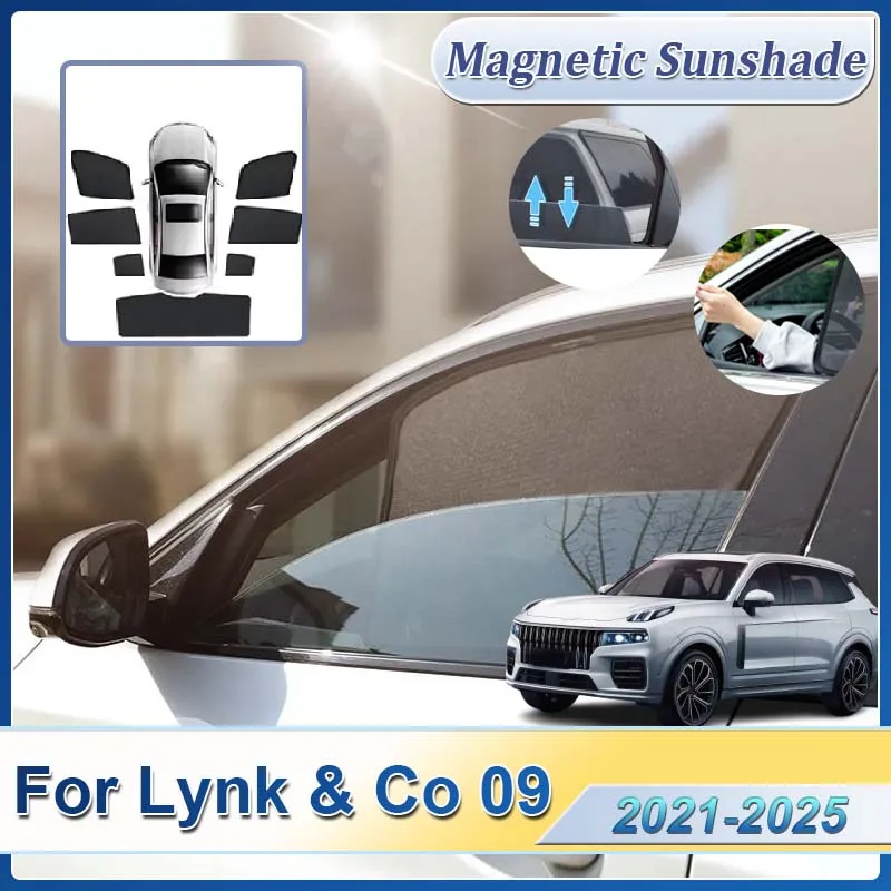 

Для Lynk & Co 09 Аксессуары Nordcross 001 2021-2025: Магнитный солнцезащитный экран на лобовое стекло автомобиля, защита от солнца, аксессуар для теневого затенения
