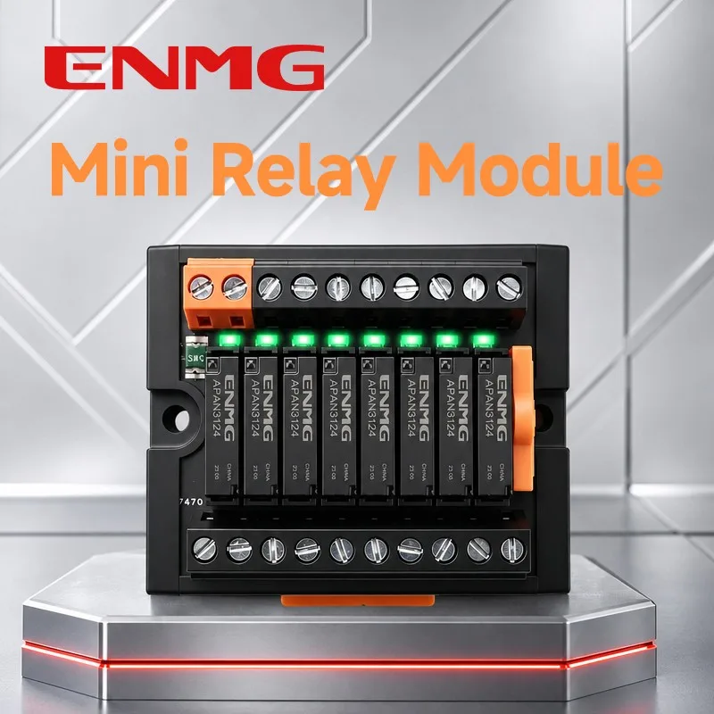 ENMG RT-E04S RT-E08M Ultra Thin Relay Module 24VDC 5A Screw Spring Push-in Terminal Block PLC Control Board Space Saving NPN PNP