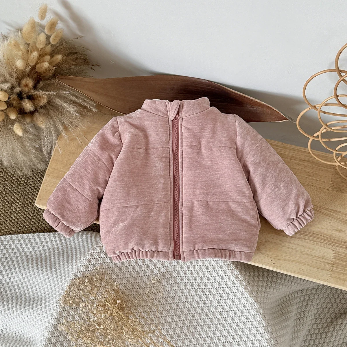 Baby Winter Clothes New Thick Warm Baby Girl Coat Sweet Cute Pink Zipper Front Plush Jacket 1-3 Years Baby Clothes for Newborn