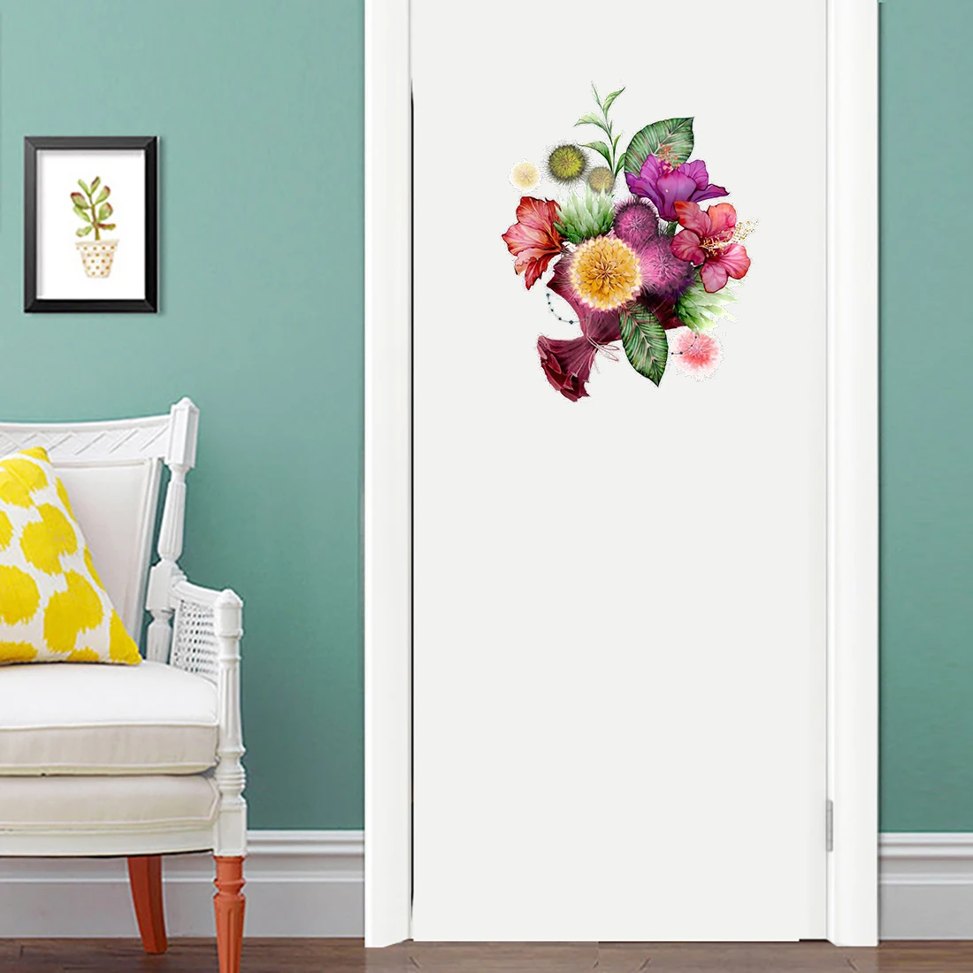 Three Ratels QCF88 Classical European palace style color bouquet indoor art wall sticker waterproof scratch concealer decal