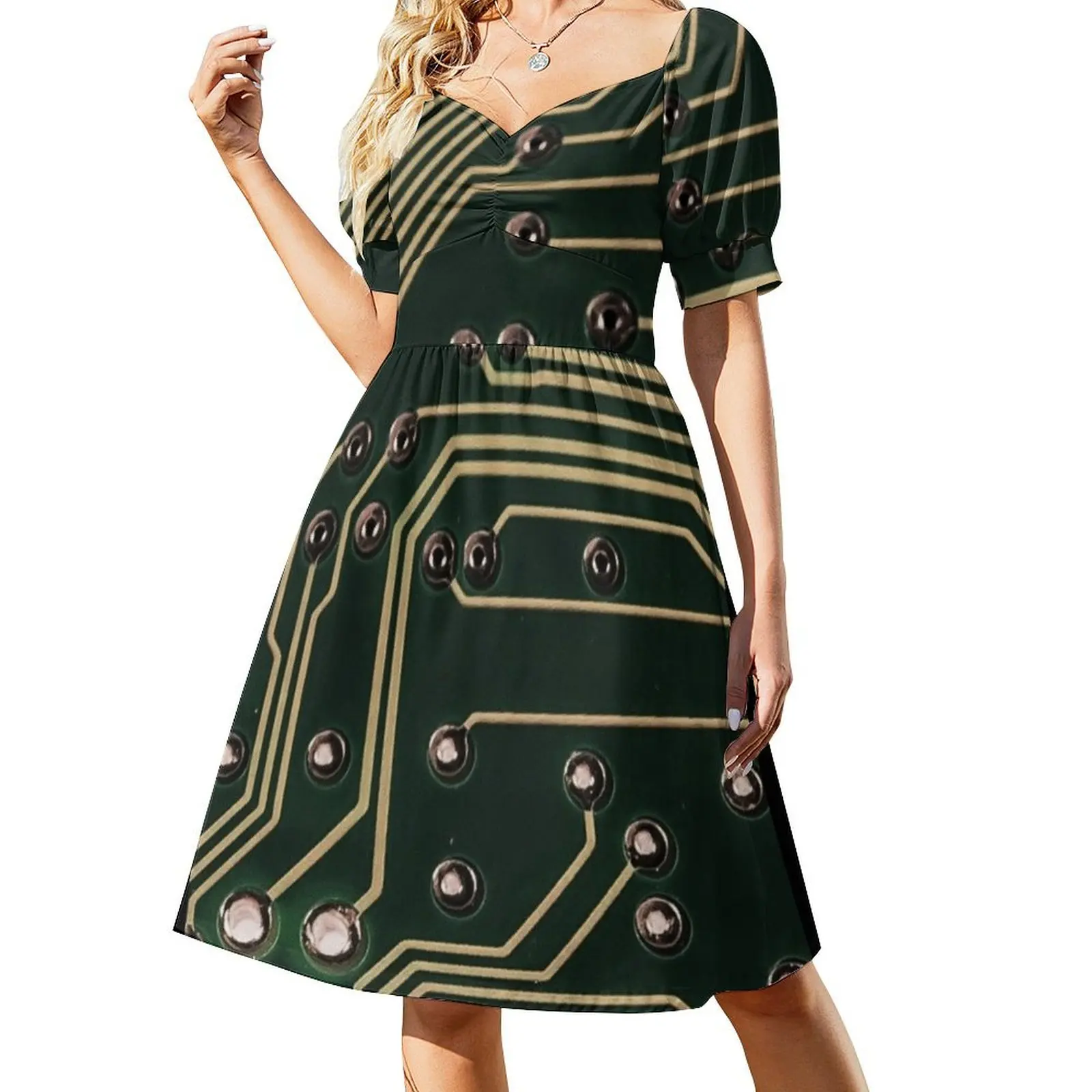 

Printed Circuit Board Short-Sleeved Dress Evening dresses luxury dresses Long dress woman women's clothing summer 2025 novelties