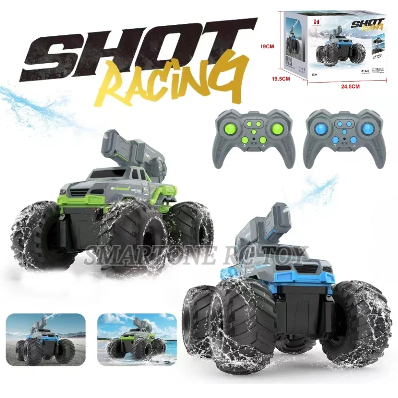 Rc Car with High-pressure Water Gun Large Amphibious Off-road Remote Control Cars for Children Summer Beach Swimming Pool Toys