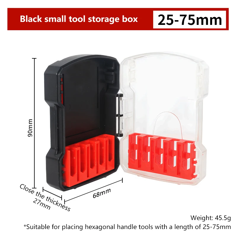 1Pcs Drill Bit Storage Case Portable 6.35mm Hex Drill Bit Case 5 Sizes Water Resistant PVC Detachable Holder Hangable Storage