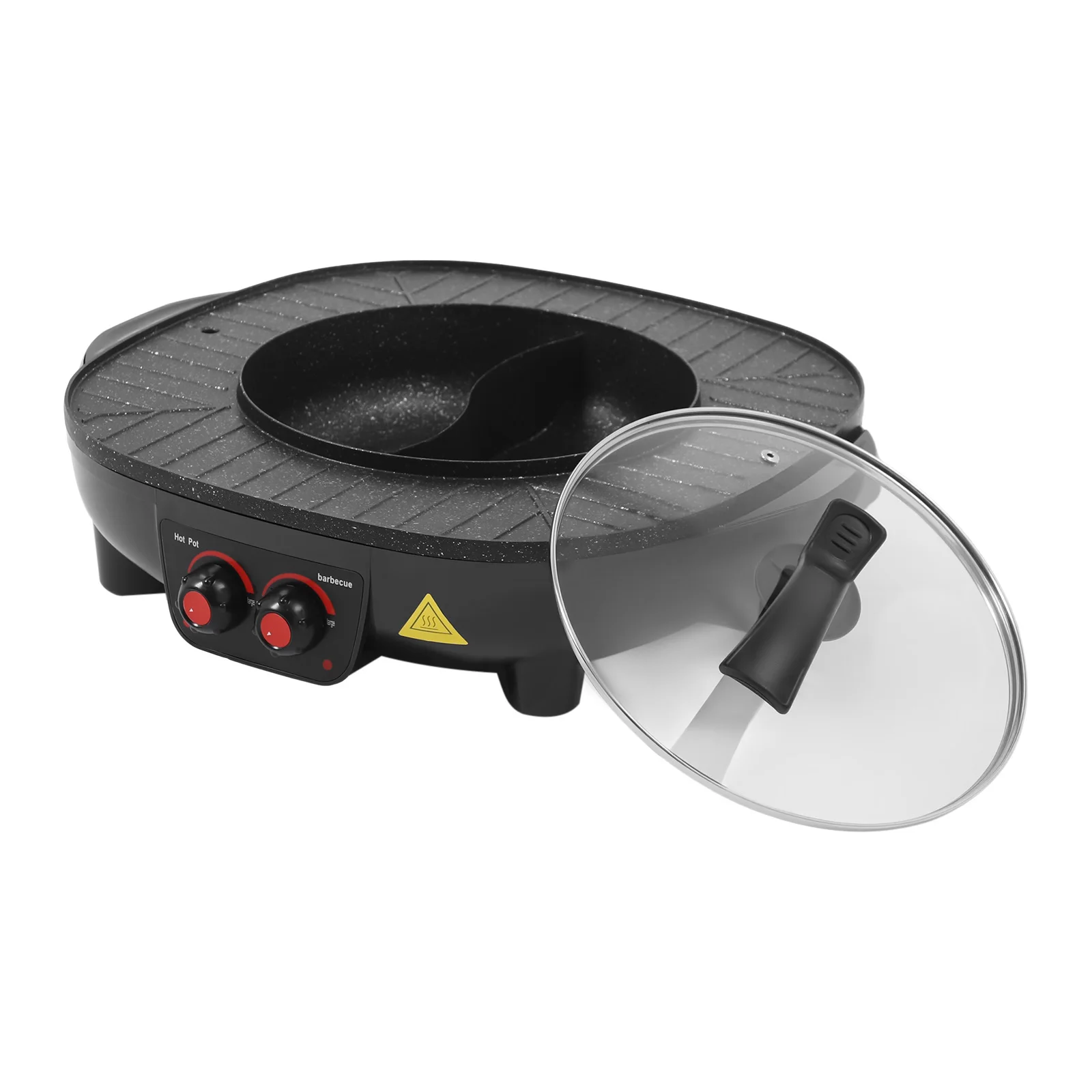 Olla eléctrica de 2200W y 3L, 2 en 1, con parrilla raclette y olla extraíble, para 5-6 personas, olla pequeña.