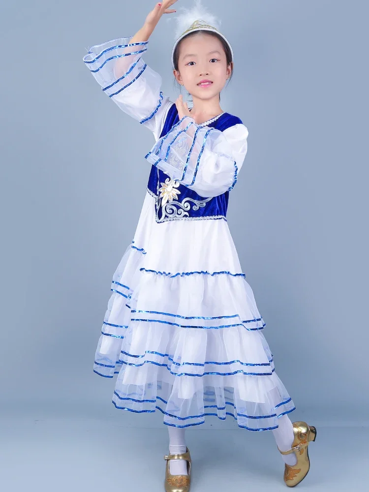Xinjiang Ethnic Customs Children's Kazakh Costume Performance Two Piece Set