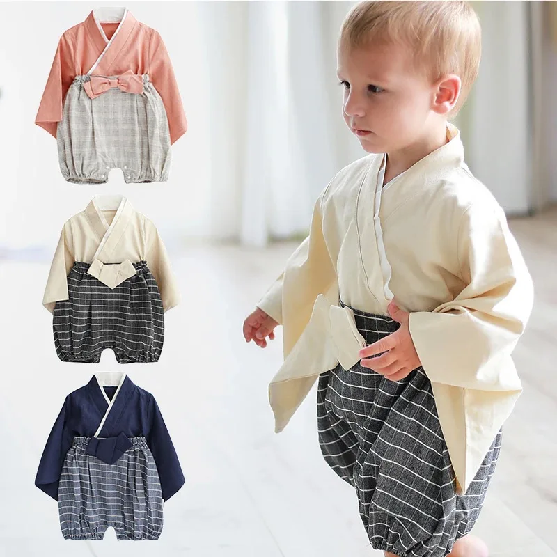 

New arrival children Japanese kimono baby girls boys pajamas infant cute rompers yukata kids samurai dress child hanbok pyjamas