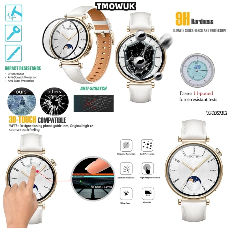 

Precision Fit Anti-scratch Screen Protector For Huawei Watch GT4 46mm GT5 41mm Watch5 46mm Watch5 42mm – HD Oleophobic, Soft Non