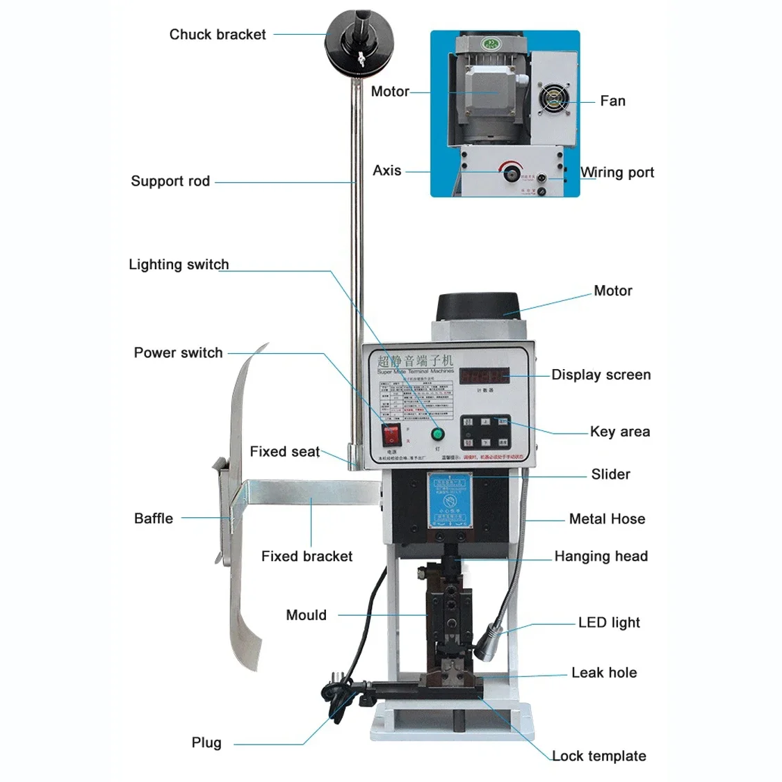 Crimpatrice terminale 1.5T Macchina per crimpare terminali a filo a basso rumore automatica con strumento per crimpare cavi con stampo