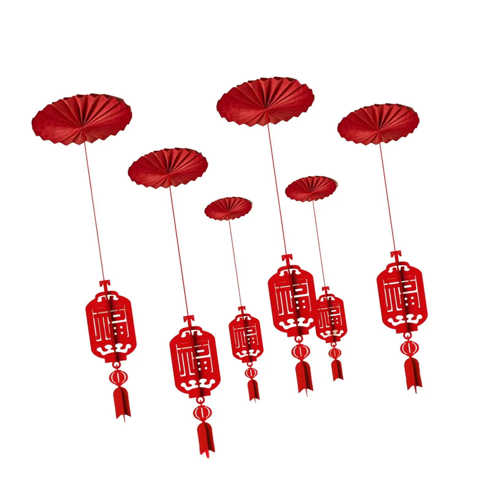 6 Pieces Chinese New Year Ceiling Decoration 2026 Hanging Ornament with Tassels Photo Prop Traditional for Farmhouse Home