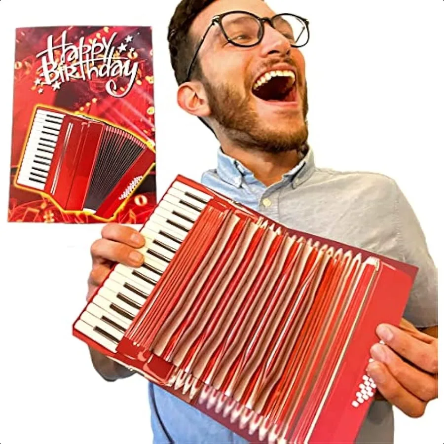 

Interactive Accordion Birthday Card Musical Birthday Cards for Men Music Present for Men Musicians and Son Happy Birthday Card